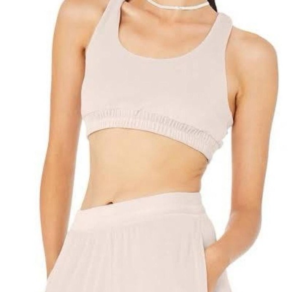 Tops - Alo Yoga pink velour scoop neck bra top in XS
